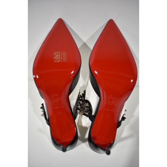 Christian Louboutin Miss Goldora 85 Black Backless Sandal Mule Heel Pump 39 - Picture 12 of 12